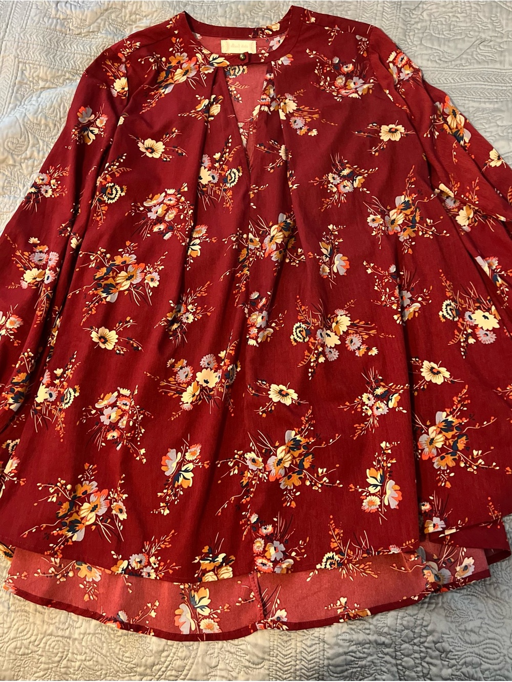 Altar'd State Burgundy Floral A-Line Skirt